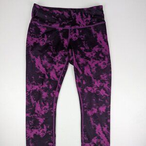 Lululemon Leggings Cropped 21" Women Size 6 Pink Black Activewear